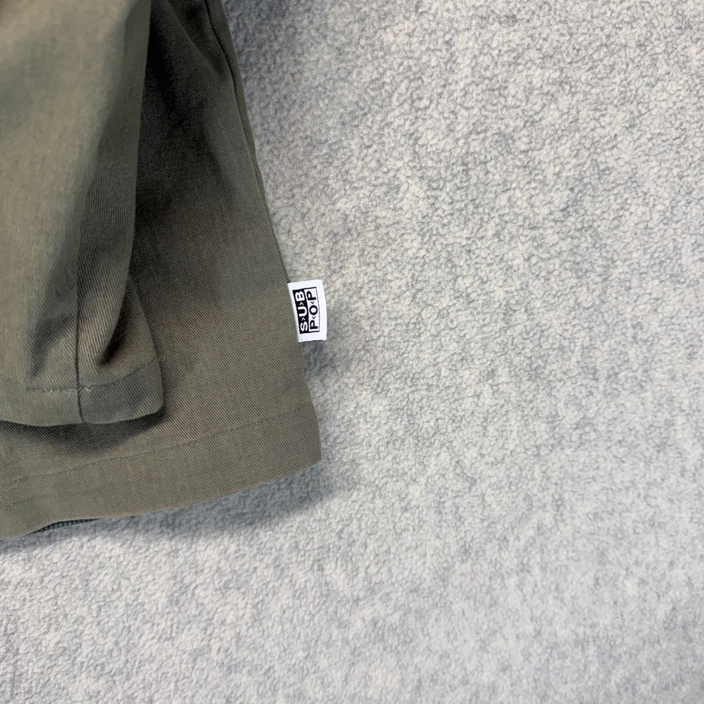 Vintage Sub Pop Records Mens Chore Jacket Olive Green Utility Workwear Size L - Picture 7 of 16